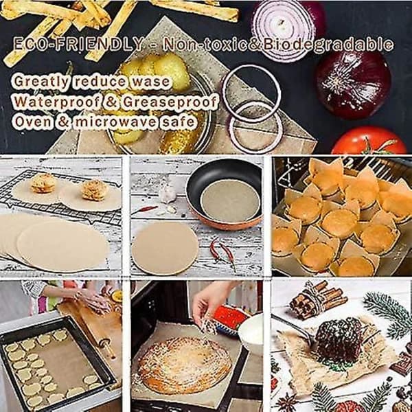Bakplåtspapper Rund och Rektangulär, 200 st Non-stick Förskurna Bakplåtspapper