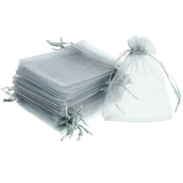 /Hc/20-pakke - Små organzaposer - Gaveposer - Organza poser grå