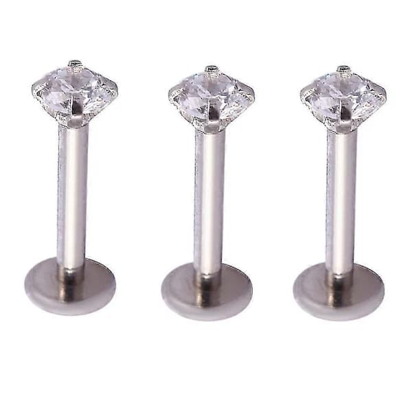 3 st Mindre Spiralformade Läpp-piercingar i Stål - Enkla Läpp-piercingar