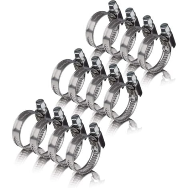 12 rustfri stål slangeklemmer 16-25mm – professionelle V2A rustfri stål slangeklemmer til vaskemaskine, opvaskemaskine, slangeklemmer 16-25 mm/NC/