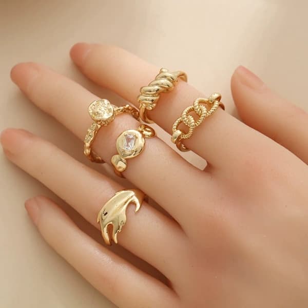 18k Koppar Guldpläterad Ring för Kvinnor, Minimalistisk Stil, Öppen Pekfingerring