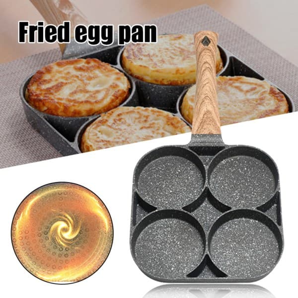 [NT] Egg stekepanne med 4 kopper multifunksjonell lett å rengjøre eggpanne for eggburgere 4 hull