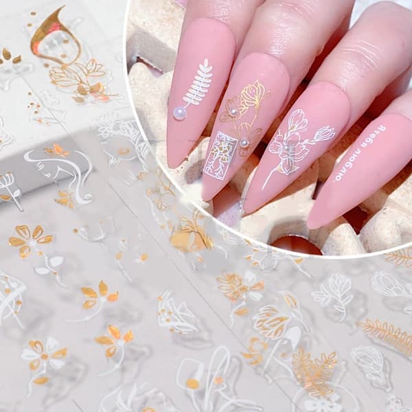 Nageldekaler 3D Brons Blommor CJ-049 CJ-049