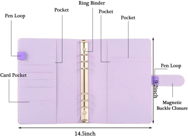 A5 PU-læderringbind, genopfyldelig 6-rings ringbind, business notesbog ringbind, notesblok og mødenotesblok