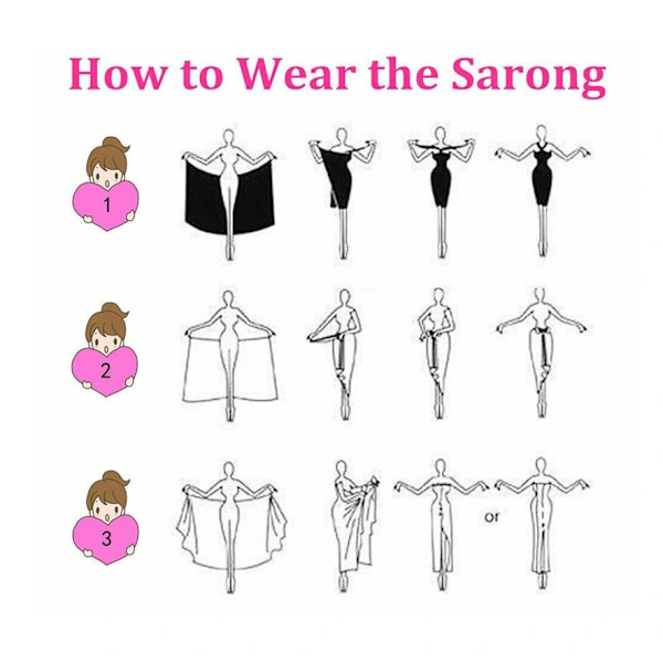 2-pack strand-sarong för damer med tofsar