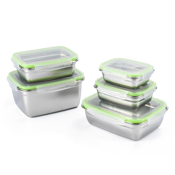 /NN/304 Matlåda i rostfritt stål för förvaring, förseglad, läcksäker, lunchlåda, fruktlåda med lock, dumplingbehållare, kylförvaringslåda 850ml