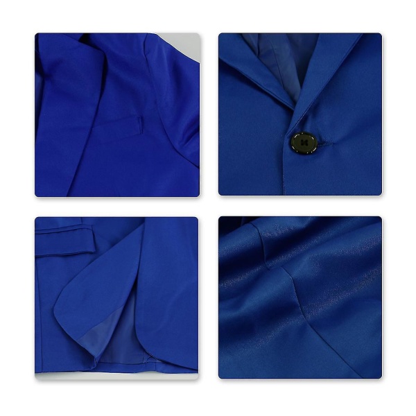 Herr Business Casual Klassisk Naggslag Dubbel Split Pure Color Enknapps kostymjacka 11 färger 2XL Blue