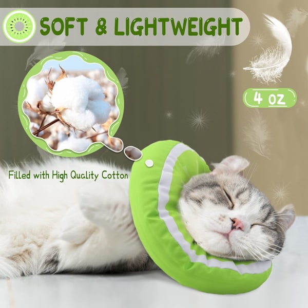 Justerbart konhalsband för kattungar - Bedårande återhämtningshalsband för katter, elisabetanska halsband för kattungar och valpar efter operation/NC/ Kiwi Small (fits 1.5-3kg)