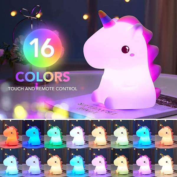 Enhörning Nattlampa Barn, Kawaii Nattlampa Baby, LED Sänglampa Baby