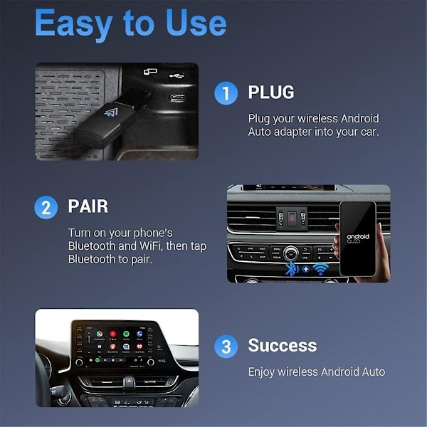 Android Auto Trådløs Adapter, Liten Android Auto Trådløs Dongle Konverterer Kablet til Trådløs for An_ NN