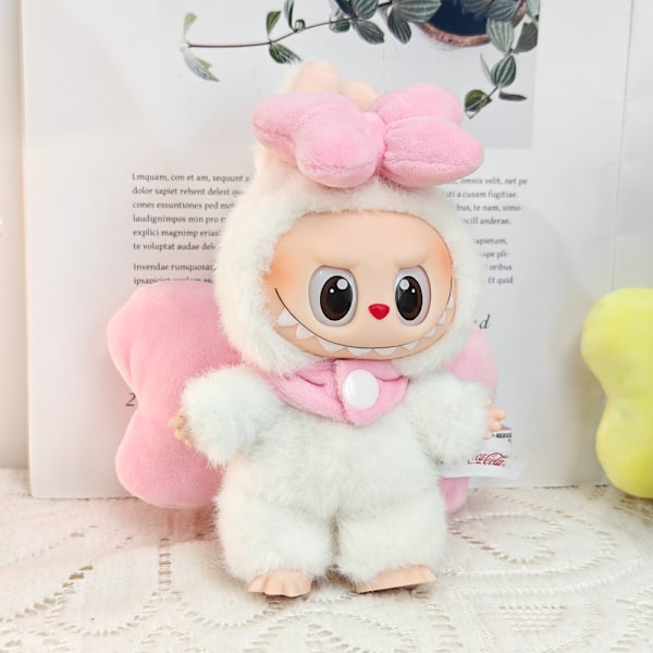 /NC/Generation Labubu Tøj Vedhæng Labubu Angel Bow Dukker Tegneserie Legetøj Stil Tøj Snemand Tøj 1(Big pink bow set,No dolls)