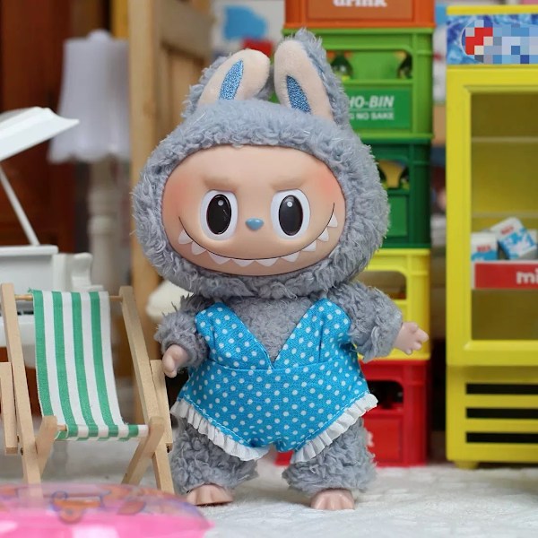 /NC/NY 2025 Sommar 17cm Labubu Kläder Söta Vågpunkts Baddräkt Labubu Kläder Labubu Kläder DIY Cosplay Plyschleksaker Tillbehör 2