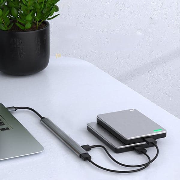 USB3.0 til USB2.0/3.0 USB-hub med 7 porte Sølvgrå