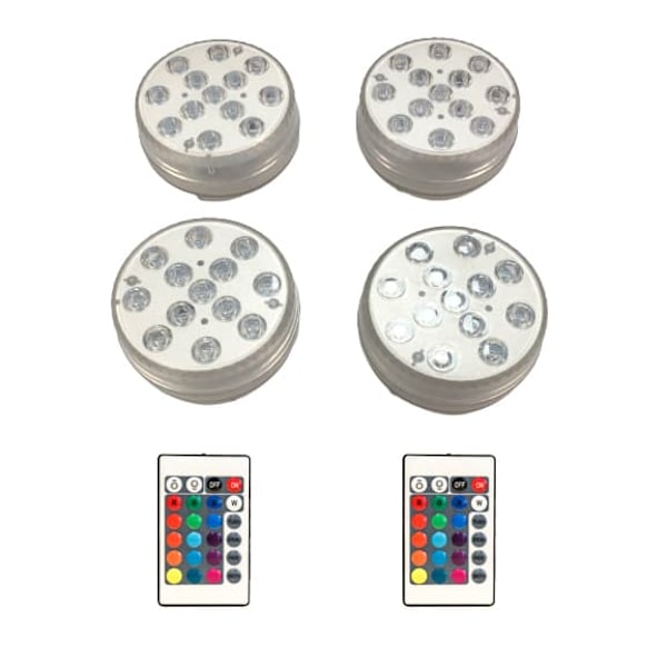 [NT] Vattentäta RGB LED-poollampor 4-pack med fjärrkontroll