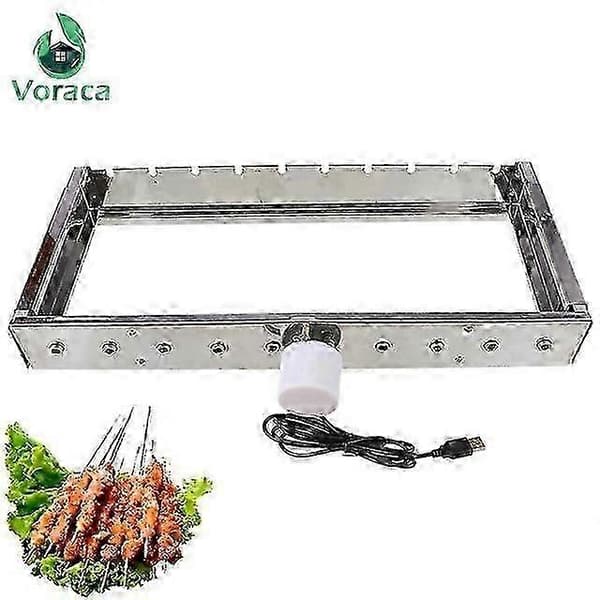 Automatic Stainless Steel Outdoor BBQ Skewers with 10 BBQ Decals, Adjustable Width, BBQ Skewer Rolling Tool Barbecue grill