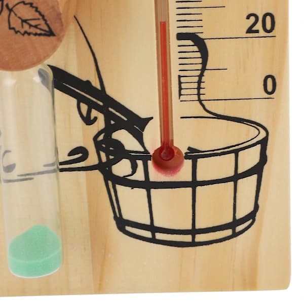 Saunatermometer Sandur 15 Minutters Sandtimer Guld Træ 0 til 140 Celsius Grader Temperaturmåler Vægmounted Sauna Tilbehør
