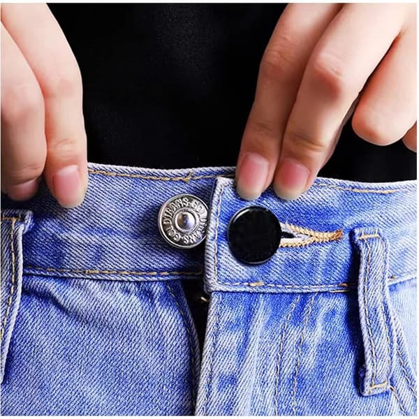 10 Knaphulsforlænger Elastisk Taljeforlænger 2,5 5 cm Ingen Syning til Jeans Bukser Sort