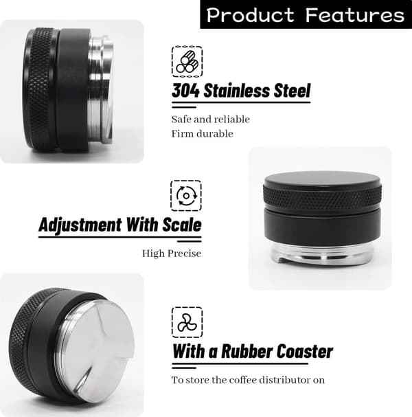 Kaffedispenser - 53 mm - Kaffedistributør - Espressodispenser - Espressomaskin - Kaffetamper - Kaffestamper - Barista Essentials