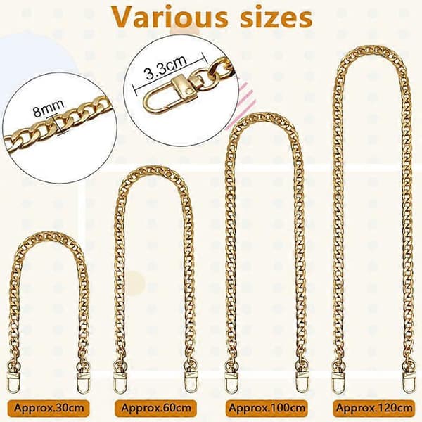 4 Pieces Iron Replacement Flat Chains Iron in Different Sizes, Metal Chain Str