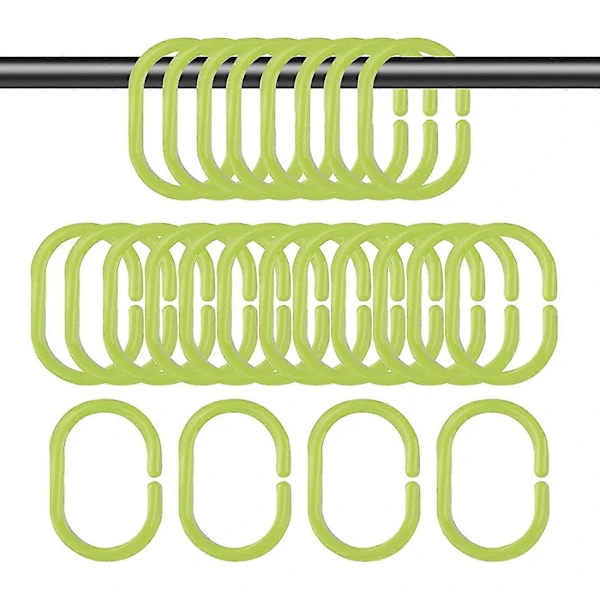 24-pack Duschdraperiringar Krokar C-formade (grön)
