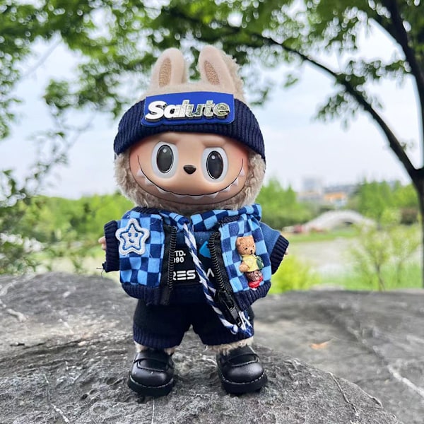 /NC/Sødt Kjolesæt Tøj Kun 17cm Vedhæng Blind Box Macaron Labubu Time Chill Dukketøj 10 Spring Wild four-piece suit