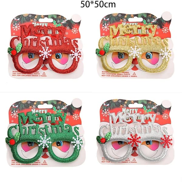 4-pack Jul Party Glasögon Jul Glitter Dekoration Kostym Glasögon Båge