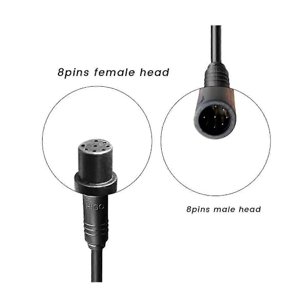 Elcykel 8-polet Hun til Han Display Forlængerkabelstik til Mid-Mount Motor BBS01 BBS02 70cm_ NN