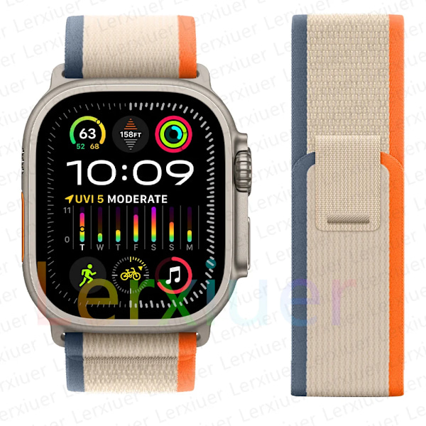 Trailrem for Apple Watch Ultra 2 reim 49mm 44mm 45mm 40mm 41mm 38mm 42mm 45 44 mm armbånd iWatch series 8 9 7 6 5 3 se Orange Beige Orange Beige/NC/ 42 44 45 49mm Orange Beige