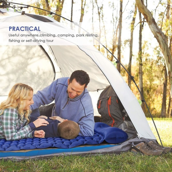 Camping liggunderlag Uppgraderad uppblåsbar campingmatta med kudde för ryggsäck, resor, vandring, tålig vattentät kompakt ultralätt vandringsdyna-