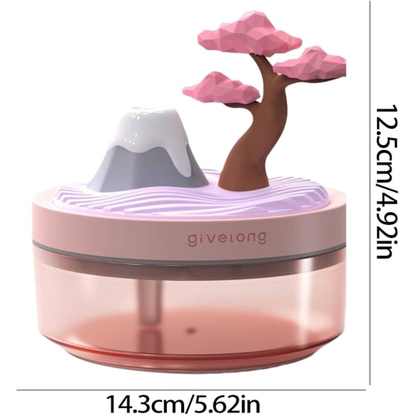 Mikro Landskap Luftfukter, med 320ml Vanntank, Justerbar Tåkemodus og Skiftende LED-lys, Automatisk Avstenging ved Tom Tank