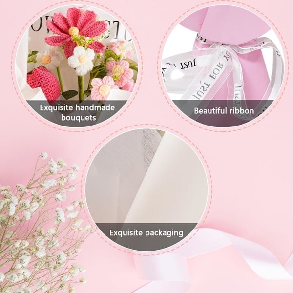[NT] Hæklet Blomsterbuket Strikket Blomsterbuket til Jubilæum Eksamen Mors Dag