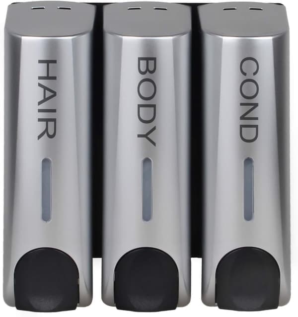 3-pack Tvåldispenser för Duschgel Schampo Balsam Väggfäste Silver