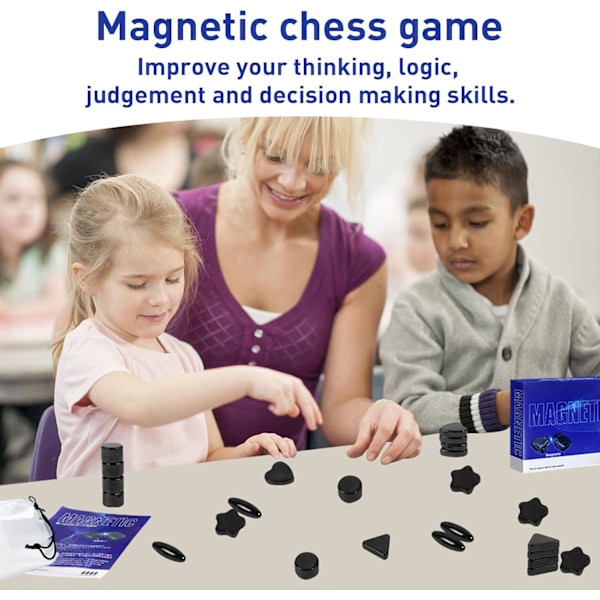 Magnetisk Sjakkspill - Magnetisk Brettspill - Morsomt Magnetisk Brettspill - Puslespillstrategispill - Julegave til Barn