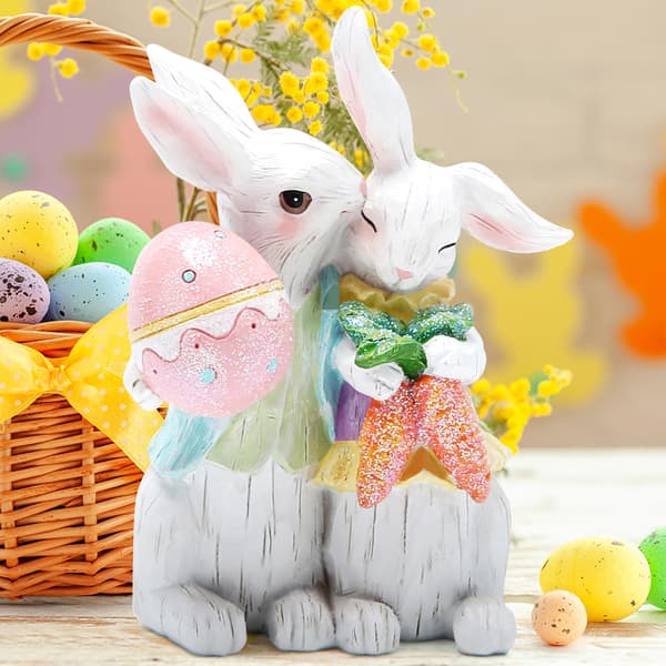 Easter Bunny Couple Decorations Spring Decorations Figurines Table Decorations for Party Home Holiday Cute Rabbit