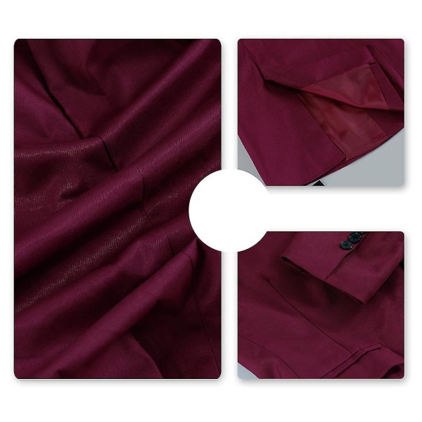 Herr Business Casual Klassisk Naggslag Dubbel Split Pure Color Enknapps kostymjacka 11 färger 3XL Burgy