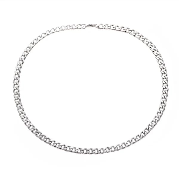 Halskæde i titaniumstål til mænd, cubansk led, 8 mm bredde, 45 cm 8mm Width 45cm