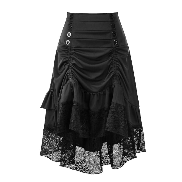 Dam Vintage Retro Kjolar Gotisk Stil Spets Dragsko Sömnad Medel Kjolar Svart S