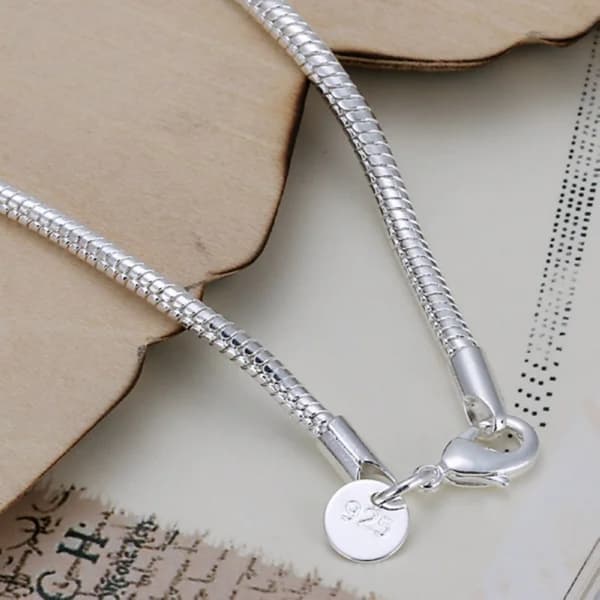 925 Sterling Silver 3MM Ormkedja Armband Fabriksmode Het Toppkvalitet Smycken Charm Söt Dam Bröllop