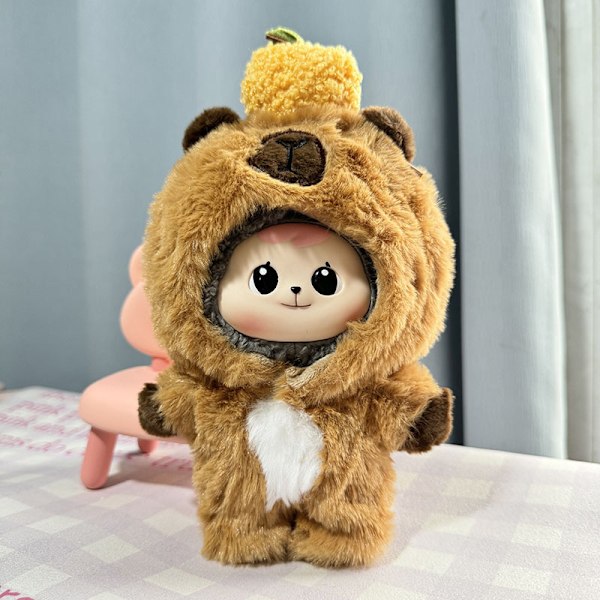 /NC/Xinhui Ny Design Capybara 17cm Labubu Kläder Labubu Dockkläder Mjuka Söta POP Mart Capibara Plyschleksaker Kläder 1