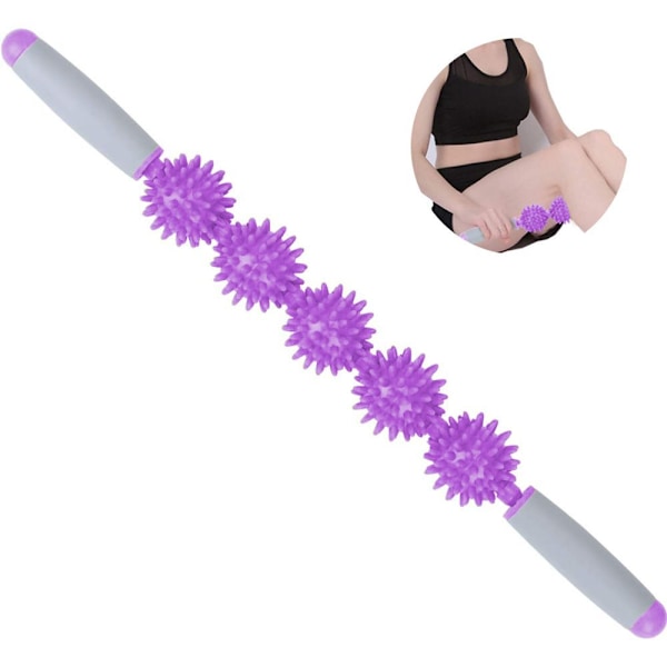 Fascia-rulle for cellulitter, muskelrulle, fettfjerning, lilla, fem kuler