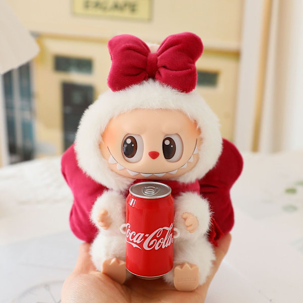 /NC/Labubu Första & Andra Generationen Plysch Snögubbe Hänge Babykläder för Party Outfit för Dockor & Tillbehör Rose red bow set (doll not included)