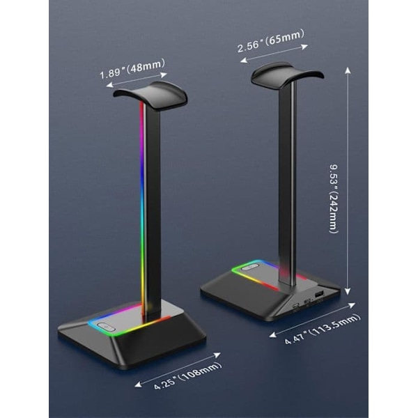 Stativ for Gamingheadset - Z8 - RGB - 2 USB-C og USB-porter - Universell - Sklisikker_NN