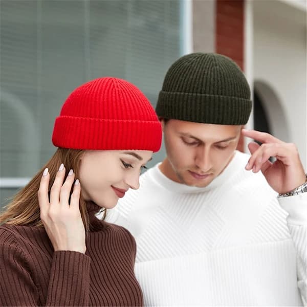 Cuff Beanie Stickad Mössa RÖD RÖD Röd