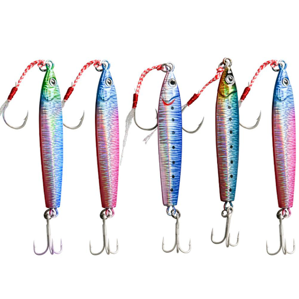 5 stk 30g/40g sakte fall pitch fiske lokker metall flat fiske jigger synkende jigg agn for saltvannsfiske