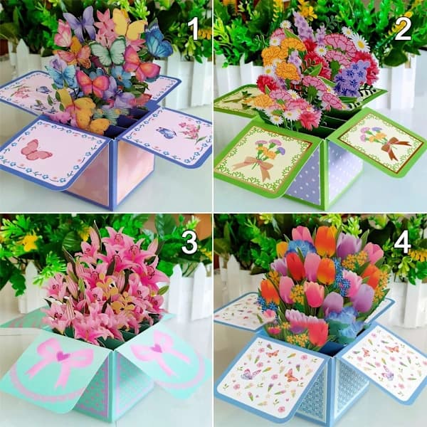3D Pop-up Buket Papirblomster 4 4