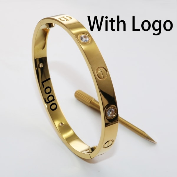 Luksuriøs designer 316l rustfrit stål 18k guldbelagt mærkevare kærlighedsskruetrækkerarmbånd