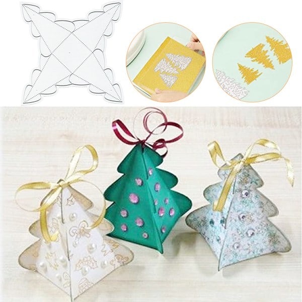 [NT] Julgodislåda Metallskärande Dies Presentförpackning DIY Skärschablon DIY Papper Präglingsschablon Mall Silver 12*12cm
