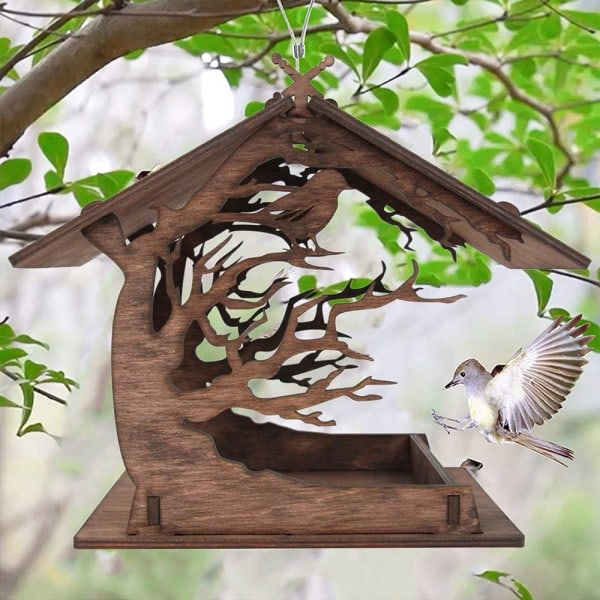 [NT] Puinen linnunruokintalaite Linnunpönttö DIY Ripustettava kolibrin ruokintalaite Puutarha ulkona Piha