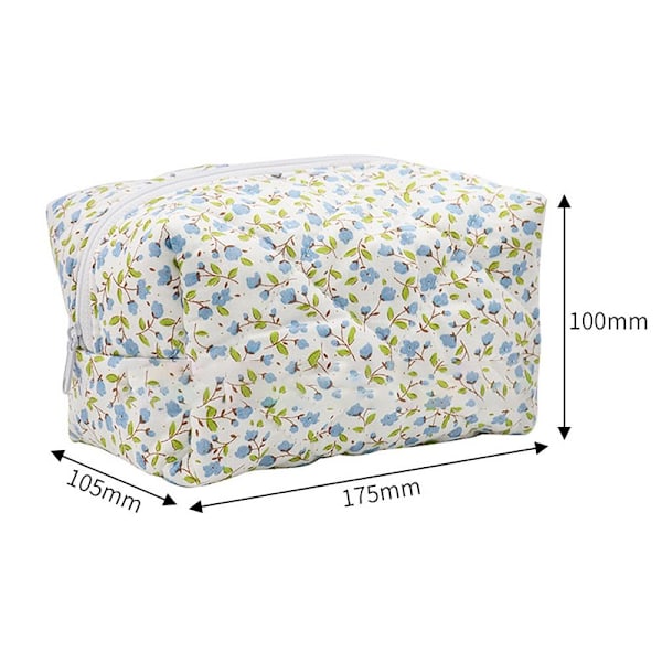Blomstret Puffy Quiltet Makeup Taske Stor Rejsetaske til Kosmetik RØD