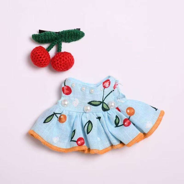 /NC/Hot Collection Labubu Kläder Klänning Outfit Labubu 15cm Plyschdocka Kläder Labubu Körsbärskostym 1# Clothes Only